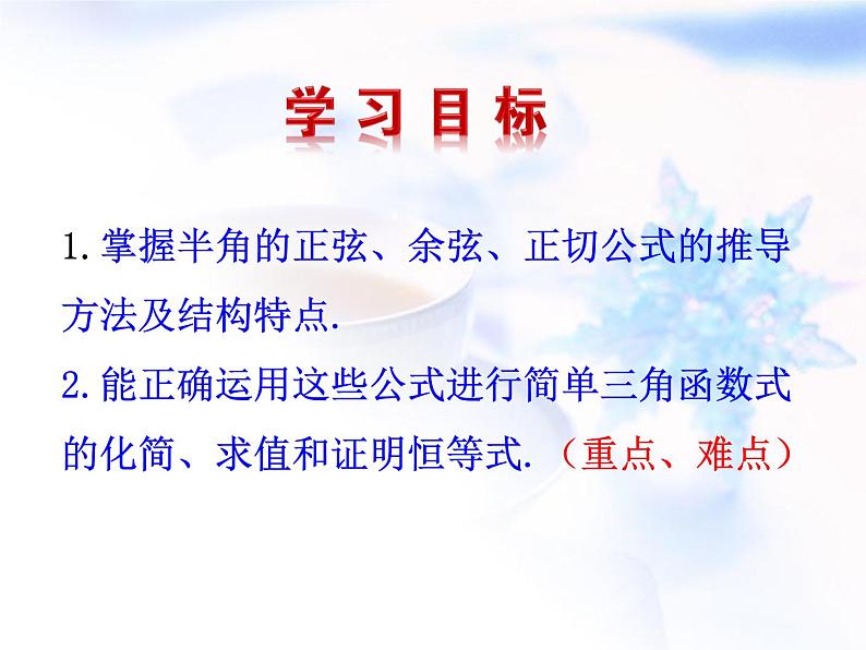 高中数学人教B版必修四 3.2.2 半角的正弦、余弦和正切 课件（17张）第2页