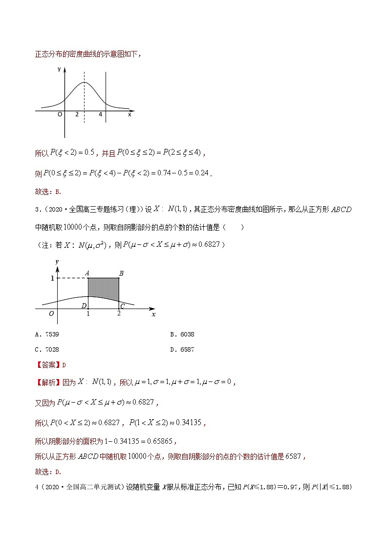 2021年人教版高中数学选择性必修第三册7.5《正态分布》同步精练（解析版）02