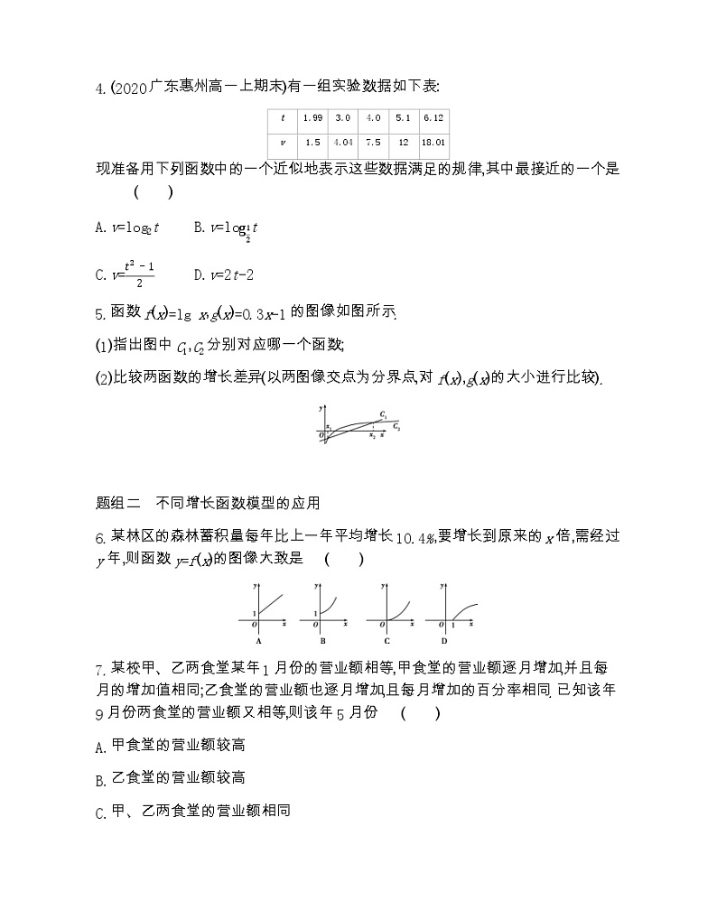 高中数学北师大版必修1 3.6 指数函数、幂函数、对数函数增长的比较 作业 练习02