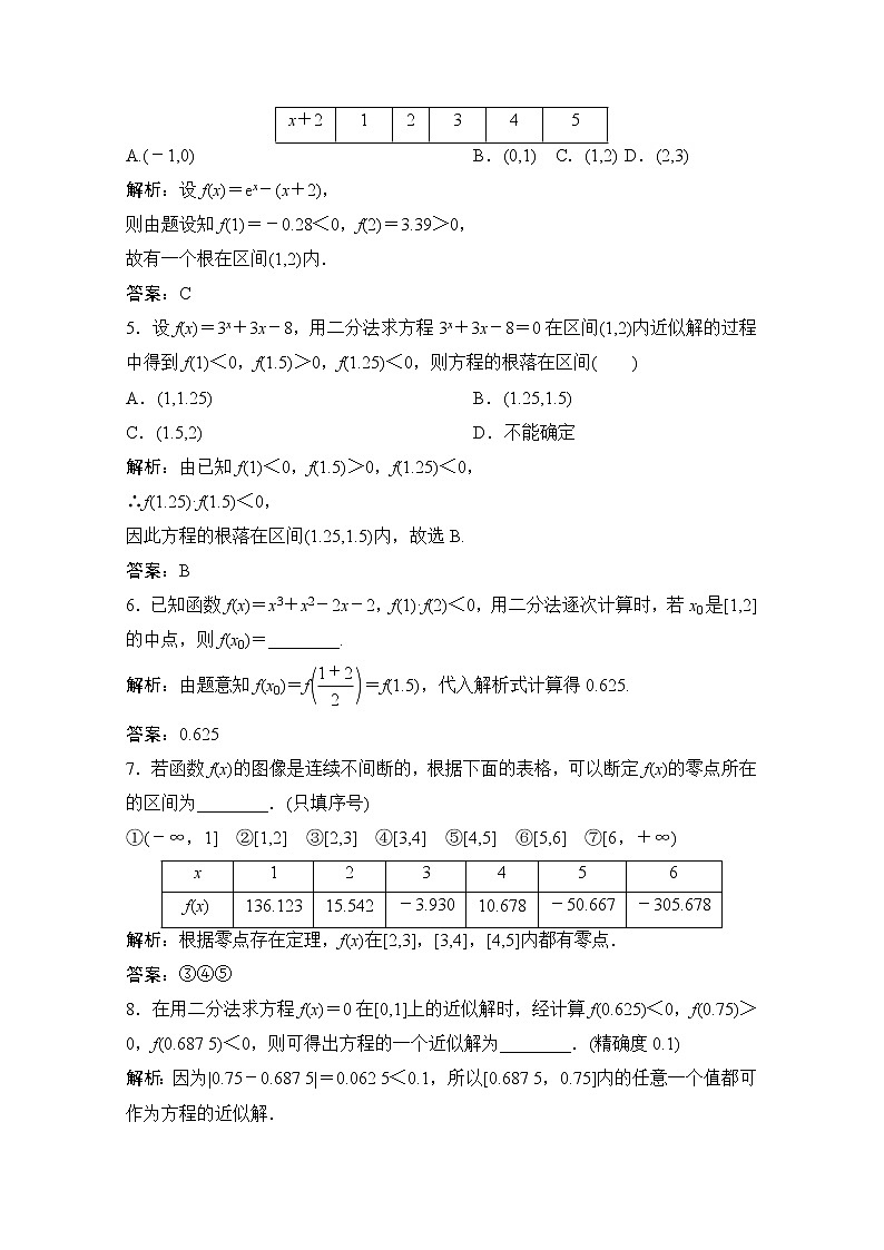 高中数学北师大版必修一 利用二分法求方程的近似解 作业 练习02