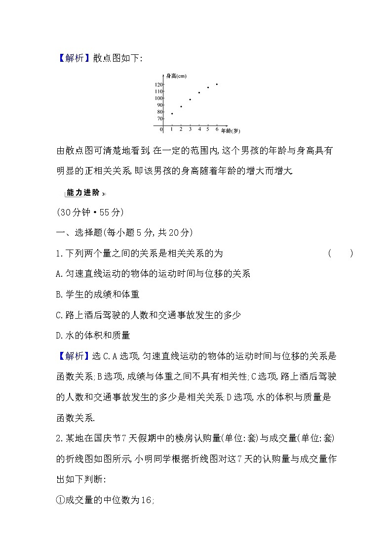 高中数学北师大版必修三 1.7 相关性 作业4第3页