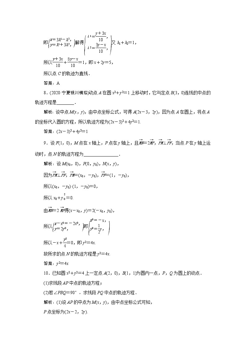 高考数学一轮复习第八章平面解析几何第八节曲线与方程课时规范练理含解析新人教版第3页