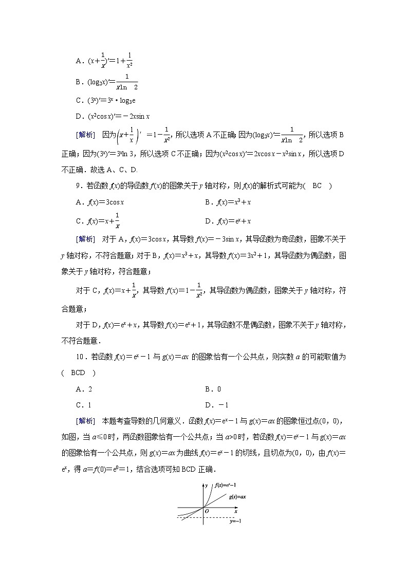 高考数学一轮复习练14第二章函数导数及其应用第十一讲导数的概念及运算含解析新人教版第3页