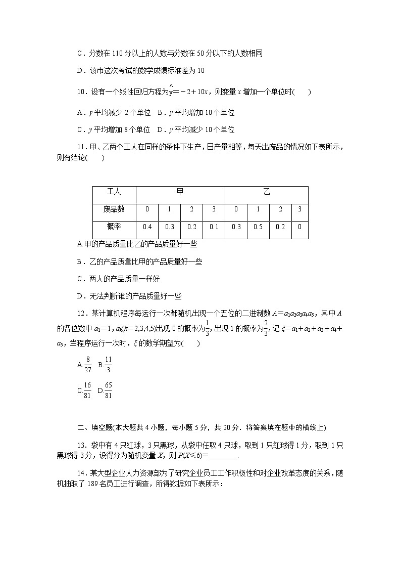 高中数学章末质量检测二概率与统计含解析新人教B版选择性必修第二册第3页