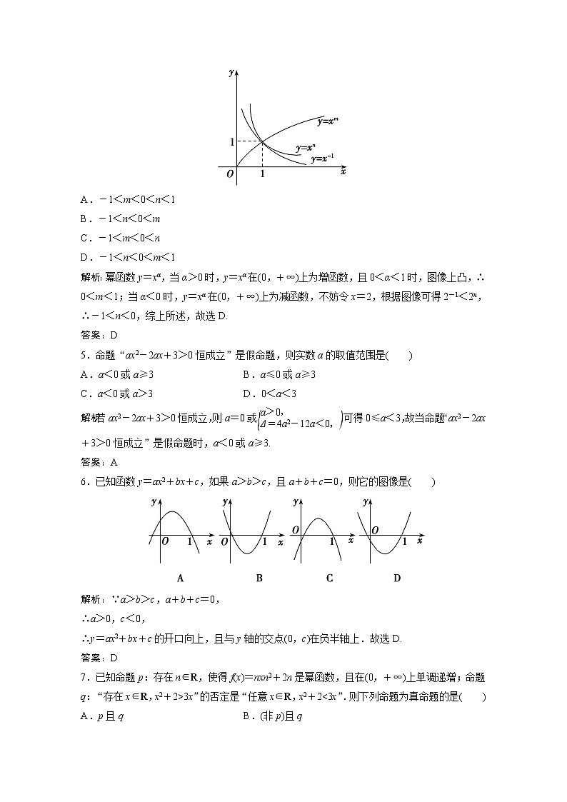 高考数学一轮复习第二章函数导数及其应用第六节幂函数二次函数课时规范练含解析文北师大版第2页