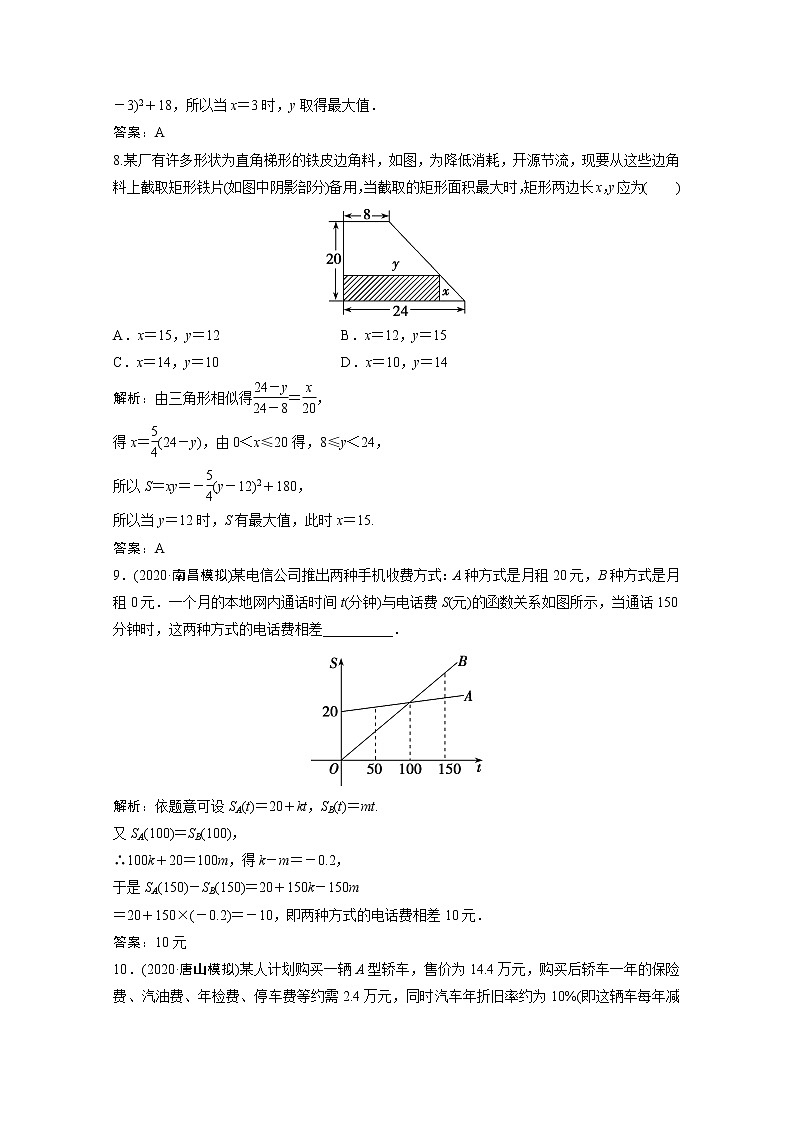 高考数学一轮复习第二章函数导数及其应用第九节函数模型及其应用课时规范练含解析文北师大版第3页