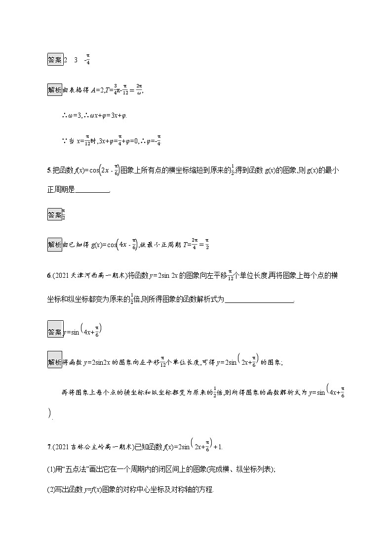 高中数学第五章三角函数5.6第1课时函数y=Asinωxφ的图象课后篇巩固提升含解析新人教A版必修第一册练习题03