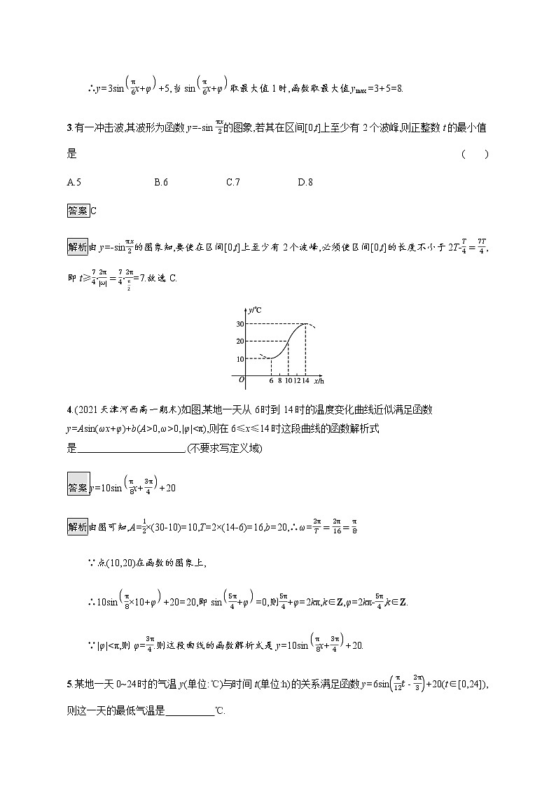 高中数学第五章三角函数5.7三角函数的应用课后篇巩固提升含解析新人教A版必修第一册练习题02
