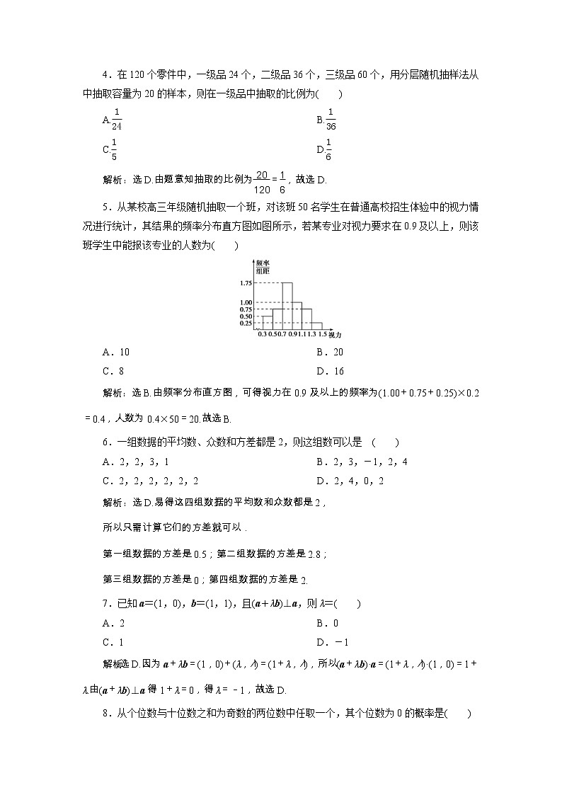 人教版高中数学必修第二册 模块综合检测 (含解析)02