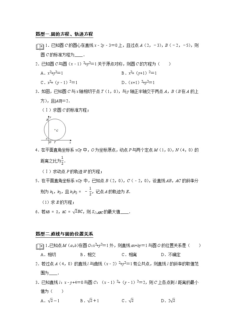 专题13圆的方程 题型归纳讲义-2022届高三数学一轮复习（原卷版）学案03