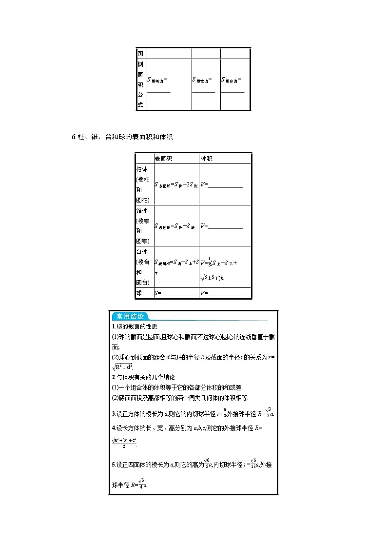 新教材2022版高考人教A版数学一轮复习学案：7.1　基本立体图形、直观图、几何体的表面积和体积02