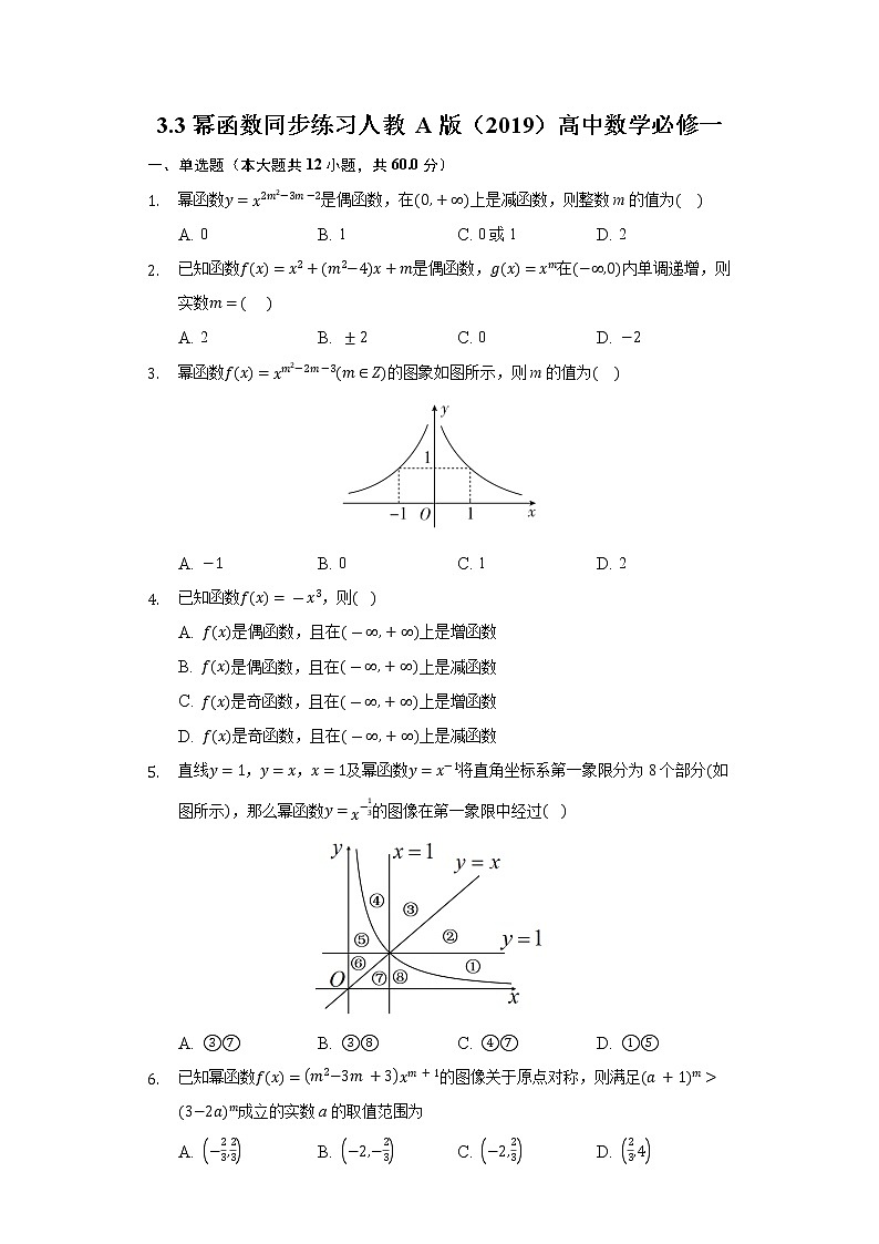3.3幂函数 同步练习人教A版（2019）高中数学必修一01