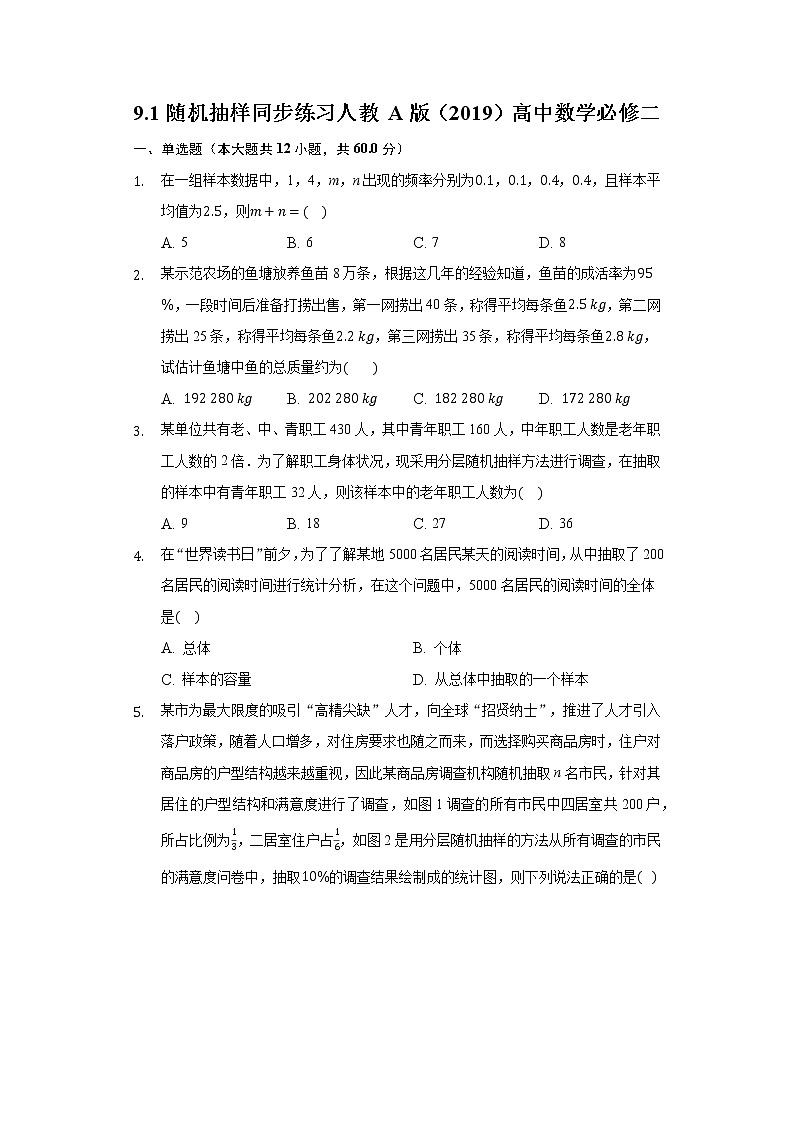 9.1随机抽样 同步练习人教A版（2019）高中数学必修二01