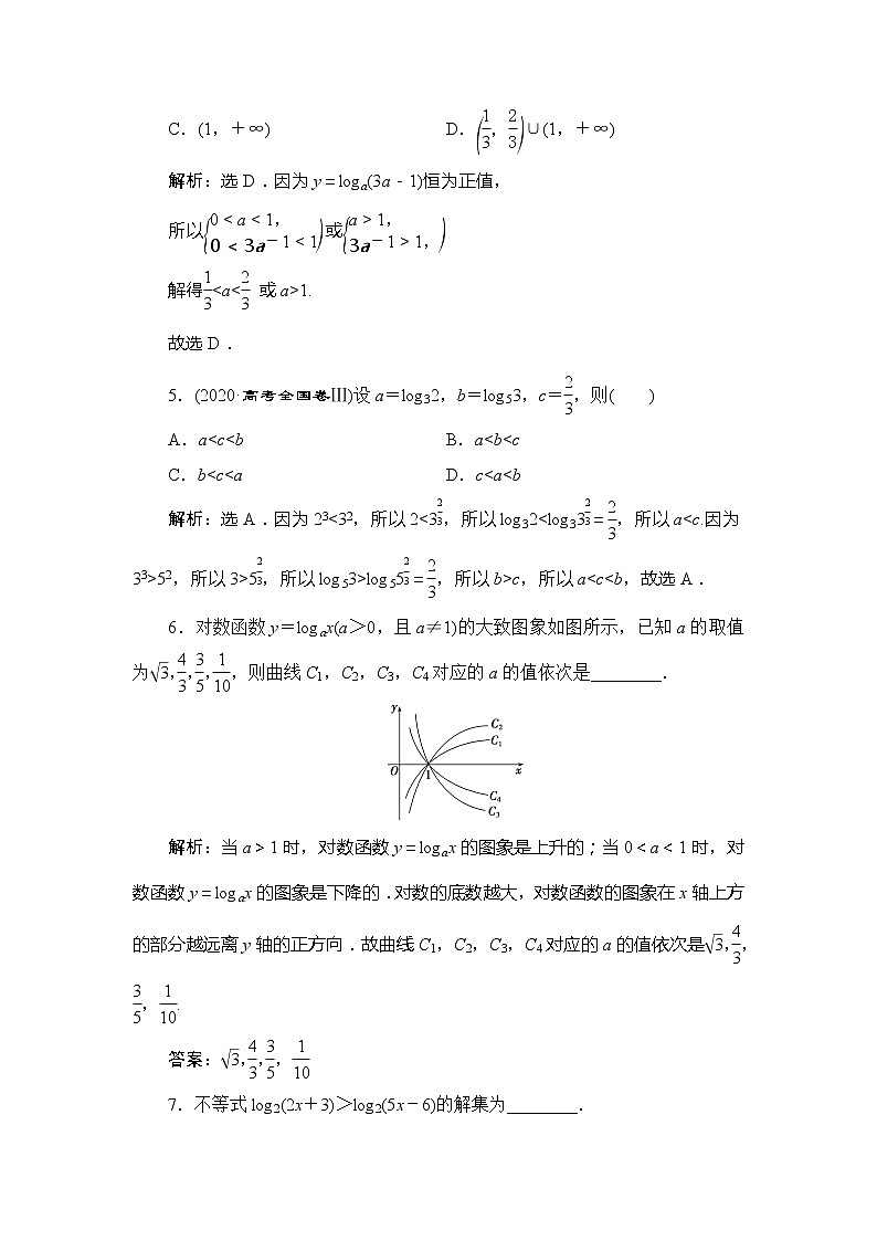 4.4　4.4.2　第1课时　对数函数的图象和性质同步练习-2021-2022学年人教A版（2019）高一数学上册（新教材必修一）第2页