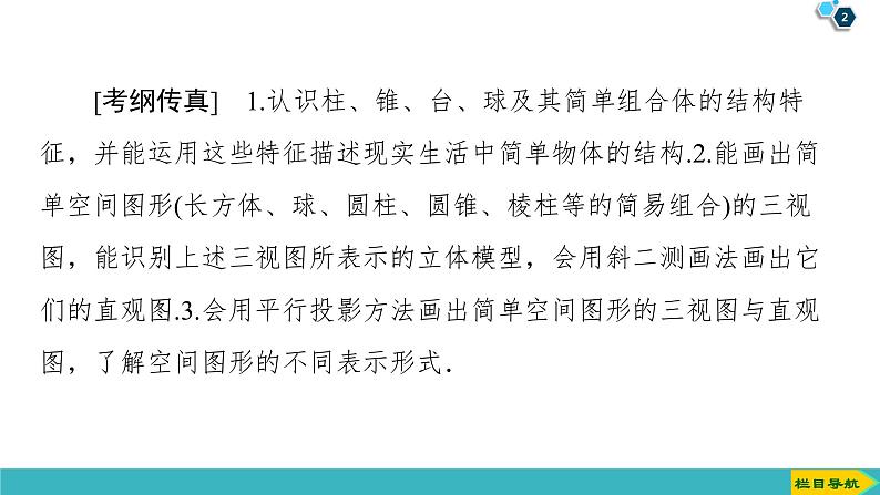 2022版高考数学一轮复习PPT课件：空间几何体的结构及其三视图和直观图02