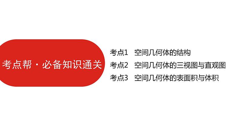 2022高三数学（理科）（全国版）一轮复习课件：第8章第1讲 空间几何体的结构、三视图表面积和体积07