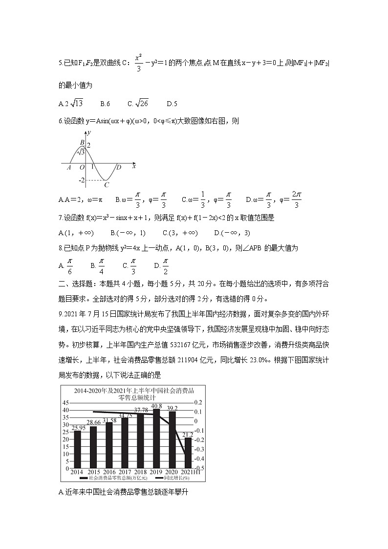 河北省沧州市十五校2022届高三上学期9月摸底考试 数学 练习题02