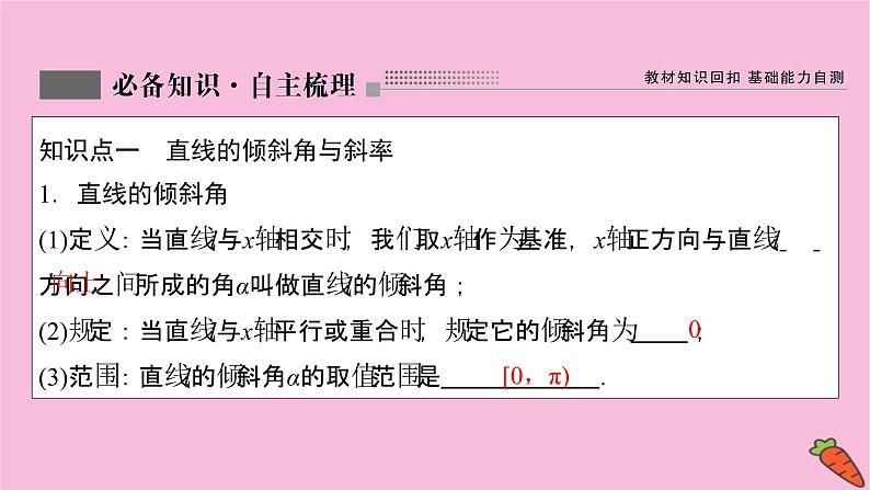 2022届新高考数学人教版一轮课件：第八章 第一节　直线与直线方程03