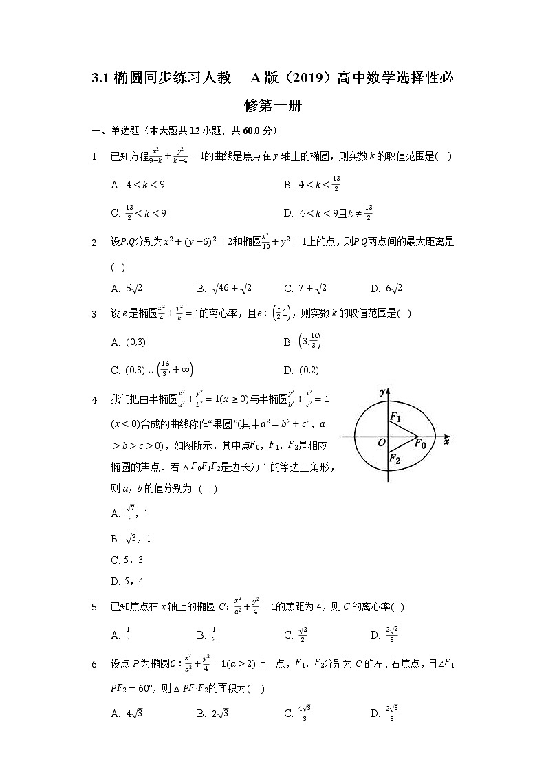3.1椭圆  同步练习 人教A版（2019）高中数学选择性必修第一册第1页