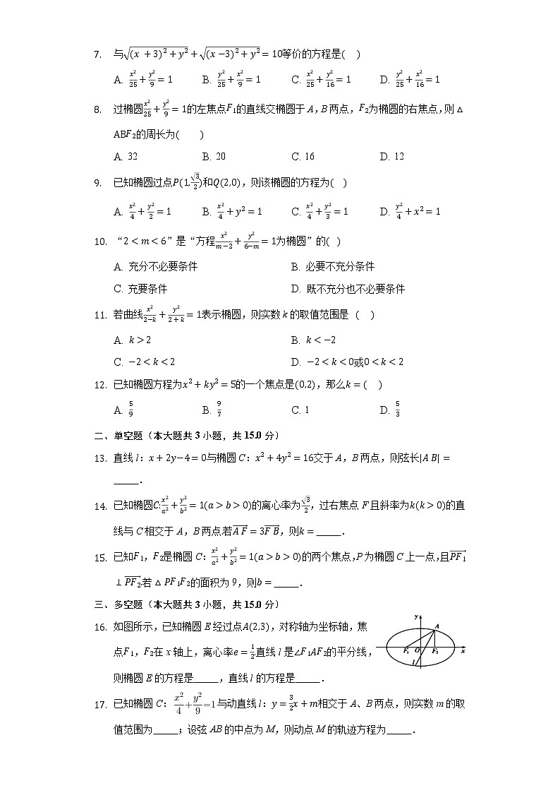 3.1椭圆  同步练习 人教A版（2019）高中数学选择性必修第一册第2页