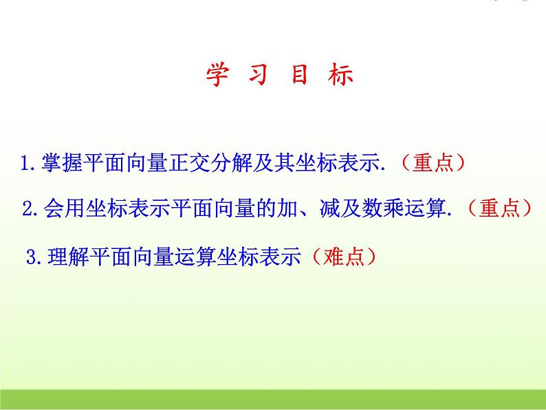 高中数学北师大版必修四 2.4.1平面向量的坐标表示 课件（19张）第3页