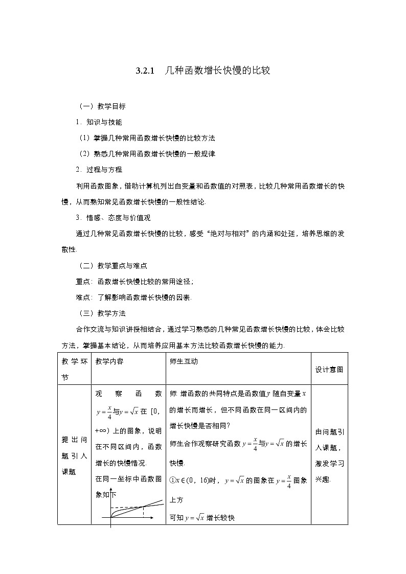 2021-2022高中数学人教版必修1教案：3.2.1几种不同增长的函数模型+（系列四）+Word版含答案01