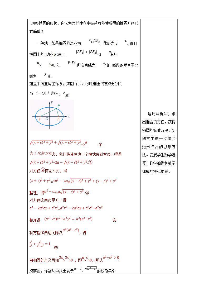 2021年人教版高中数学选择性必修第一册3.1.1《椭圆及其标准方程》教学设计(含答案)03