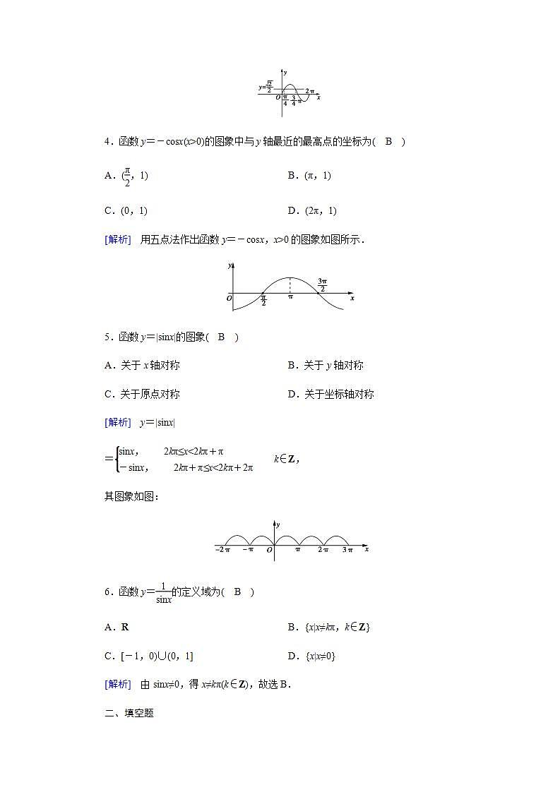 人教A版（2019）高中数学必修1-5.4.1正弦函数、余弦函数的图象习题02