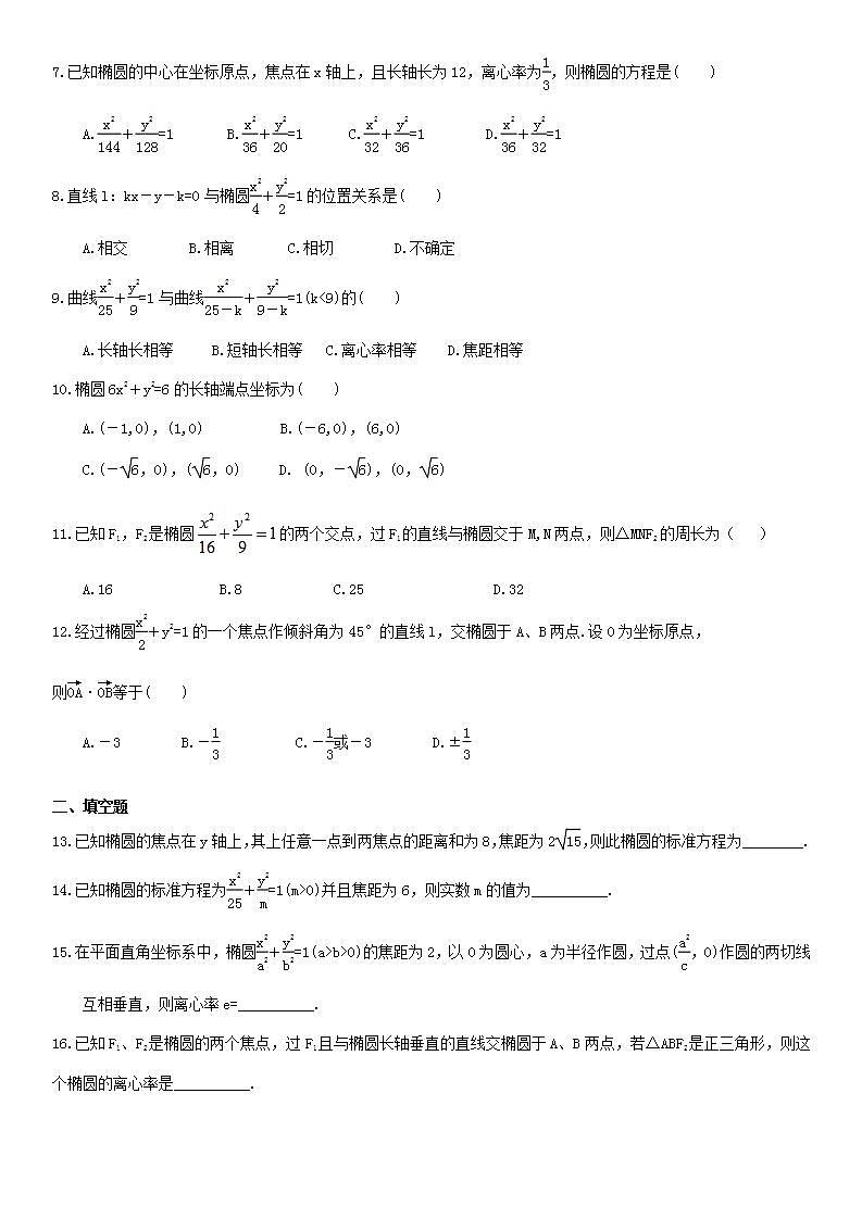 2021年高中数学选修《圆锥曲线-椭圆》同步精选（含解析）练习题02