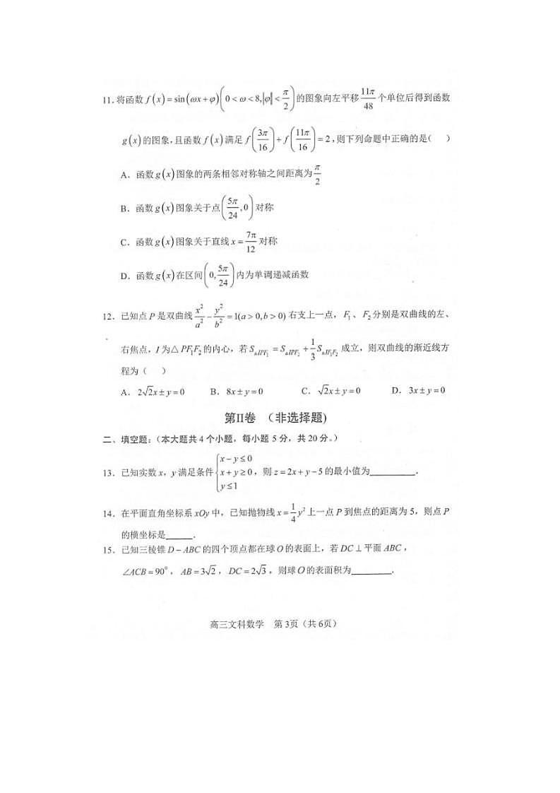 2020届辽宁省沈阳市郊联体高三上学期期末考试数学（文）试题 PDF版第3页