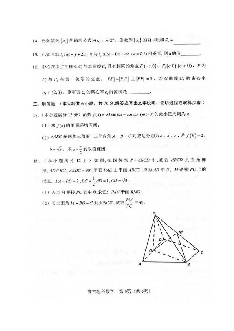 2020届辽宁省沈阳市郊联体高三上学期期末考试数学（理）试题 PDF版第3页