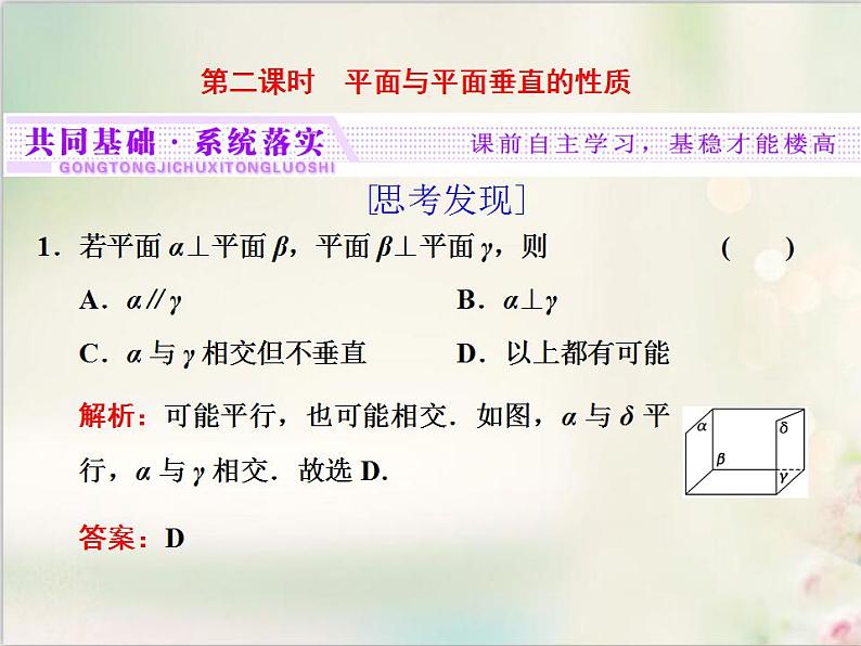 8.6.3 第二课时　平面与平面垂直的性质 新人教版高中数学必修第二册课件第1页