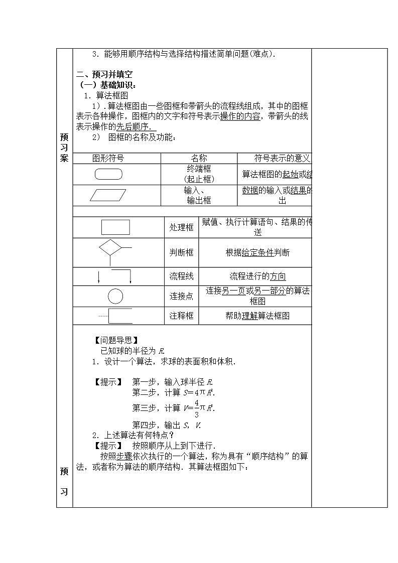 高中数学北师大版必修三 2.1顺序结构与选择结构 变量与赋值 教案第2页