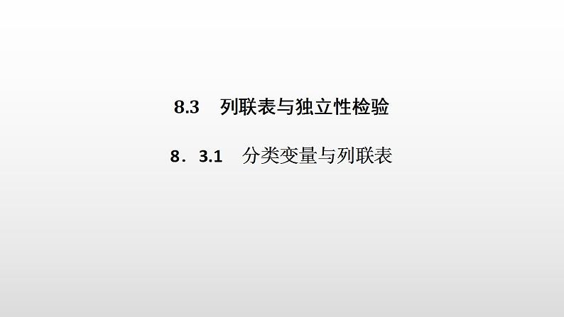 人教A版高中数学选择性必修第三册同步课件8.3.1《分类变量与列联表》01