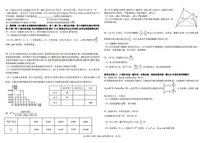 2022届四川省成都市树德中学高三上学期10月阶段性测试数学（理）试题（PDF版含答案）02