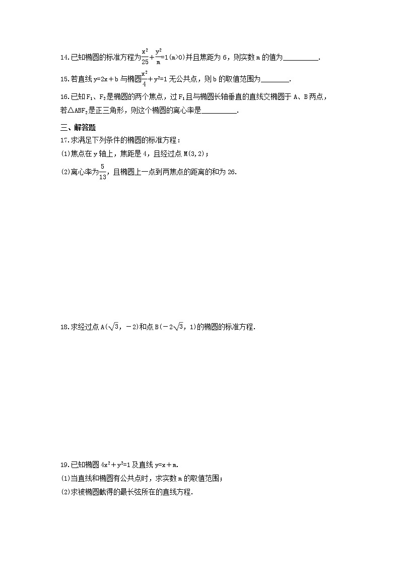 2022年高考数学一轮复习《椭圆》基础强化练习卷（含解析）03