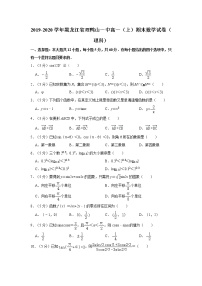 2019-2020学年黑龙江省双鸭山一中高一（上）期末数学试卷（理科）