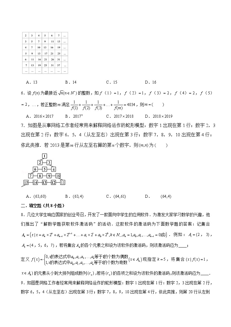 备战2022年高考数学数列专项题型-第14讲 数阵问题（数列群问题）（含解析）02