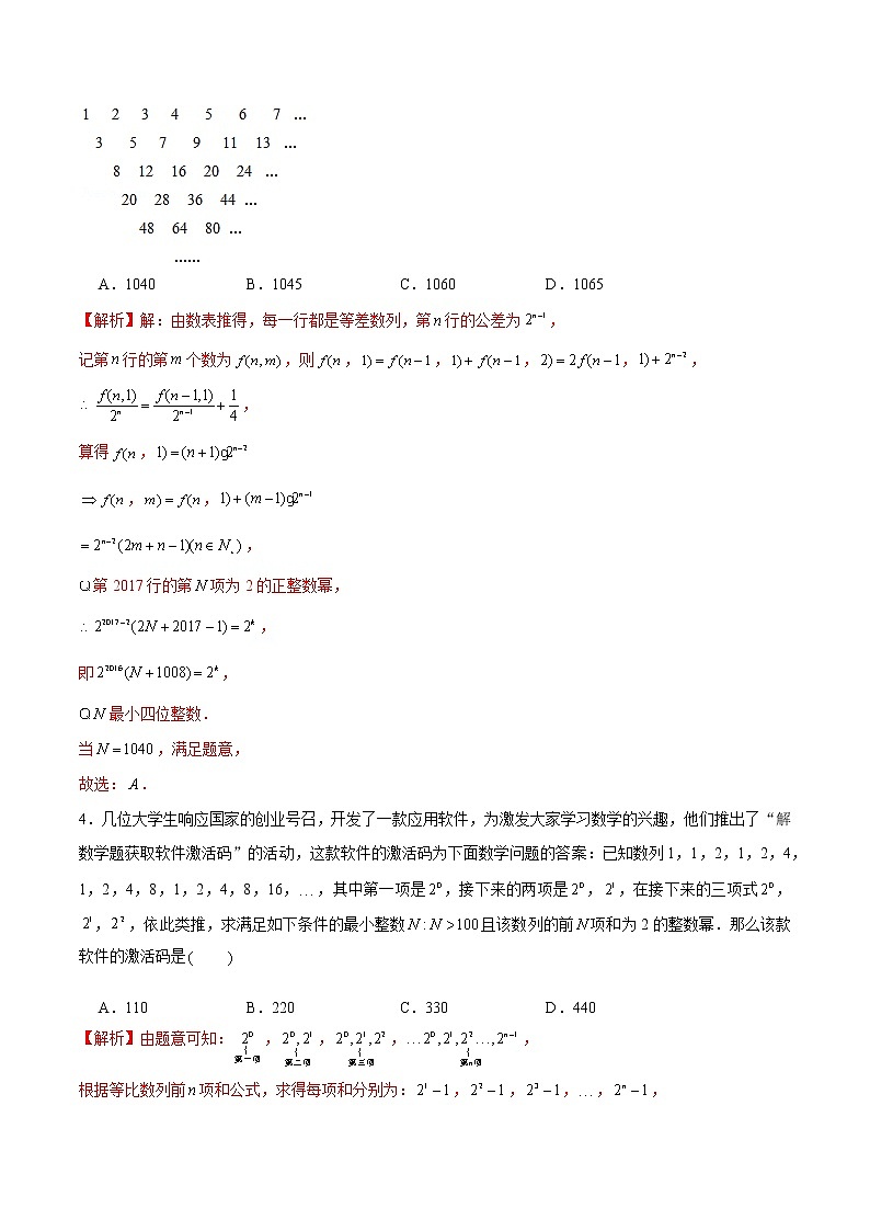 备战2022年高考数学数列专项题型-第14讲 数阵问题（数列群问题）（含解析）02