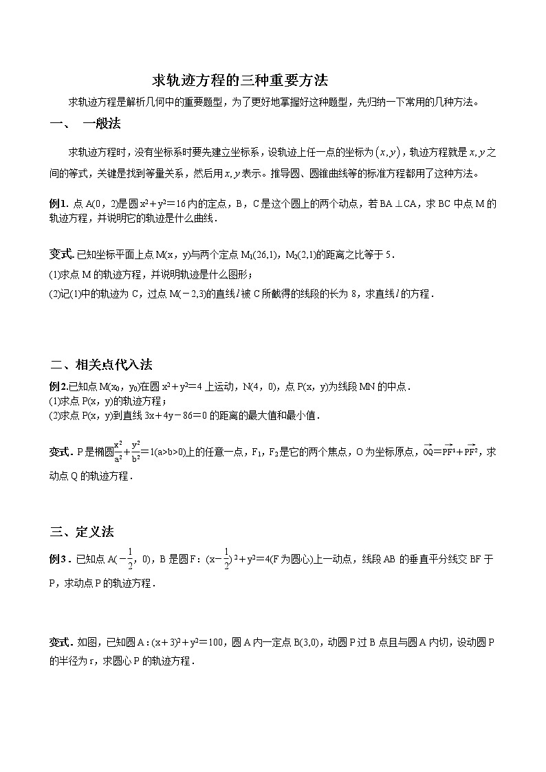 专题04 求轨迹方程的三种重要方法（原卷版）第1页