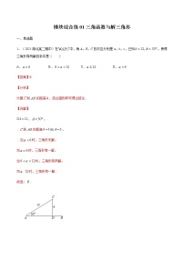 模块综合练01 三角函数与解三角形-高考数学（理）一轮复习小题多维练（全国通用）（解析版）