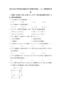 2018-2019学年浙江省温州市十校联合体高二（上）期末数学试卷