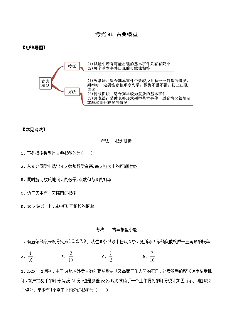 考点31 古典概型（讲解） （原卷版）01