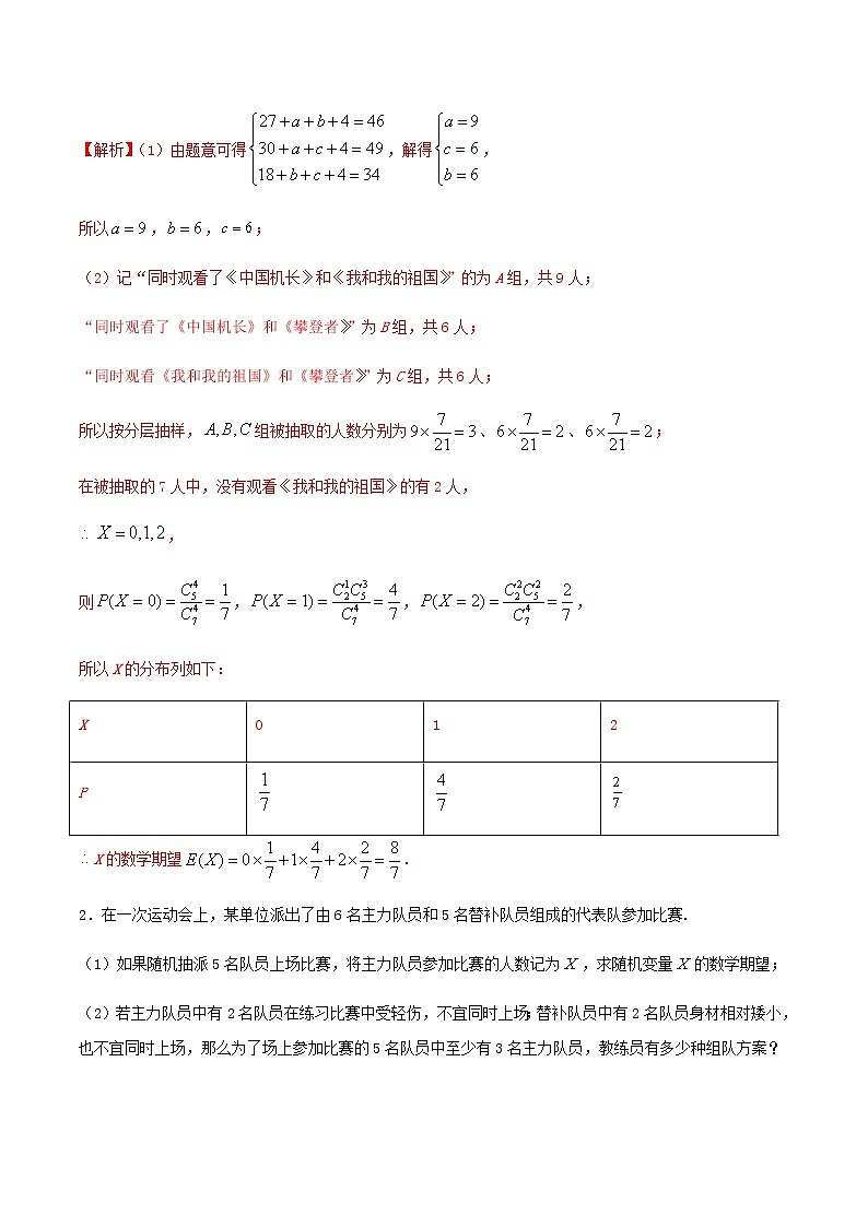 考点36 超几何分布与二项分布（讲解）（解析版）练习题03