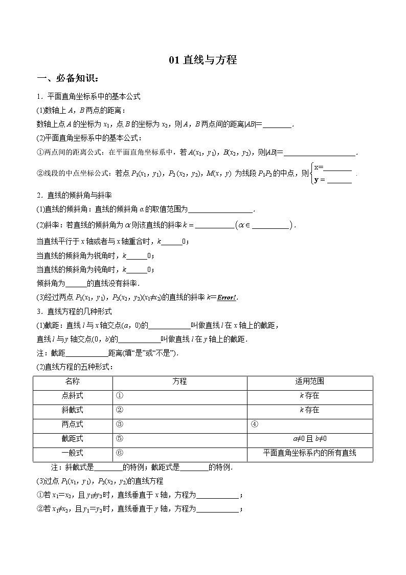 一轮复习专题8.1直线与方程（解析版）教案第1页