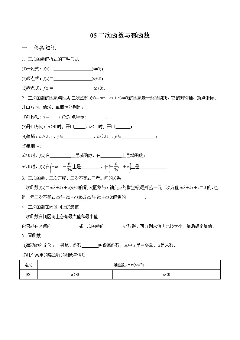 一轮复习专题2.5 二次函数与幂函数（解析版）教案第1页