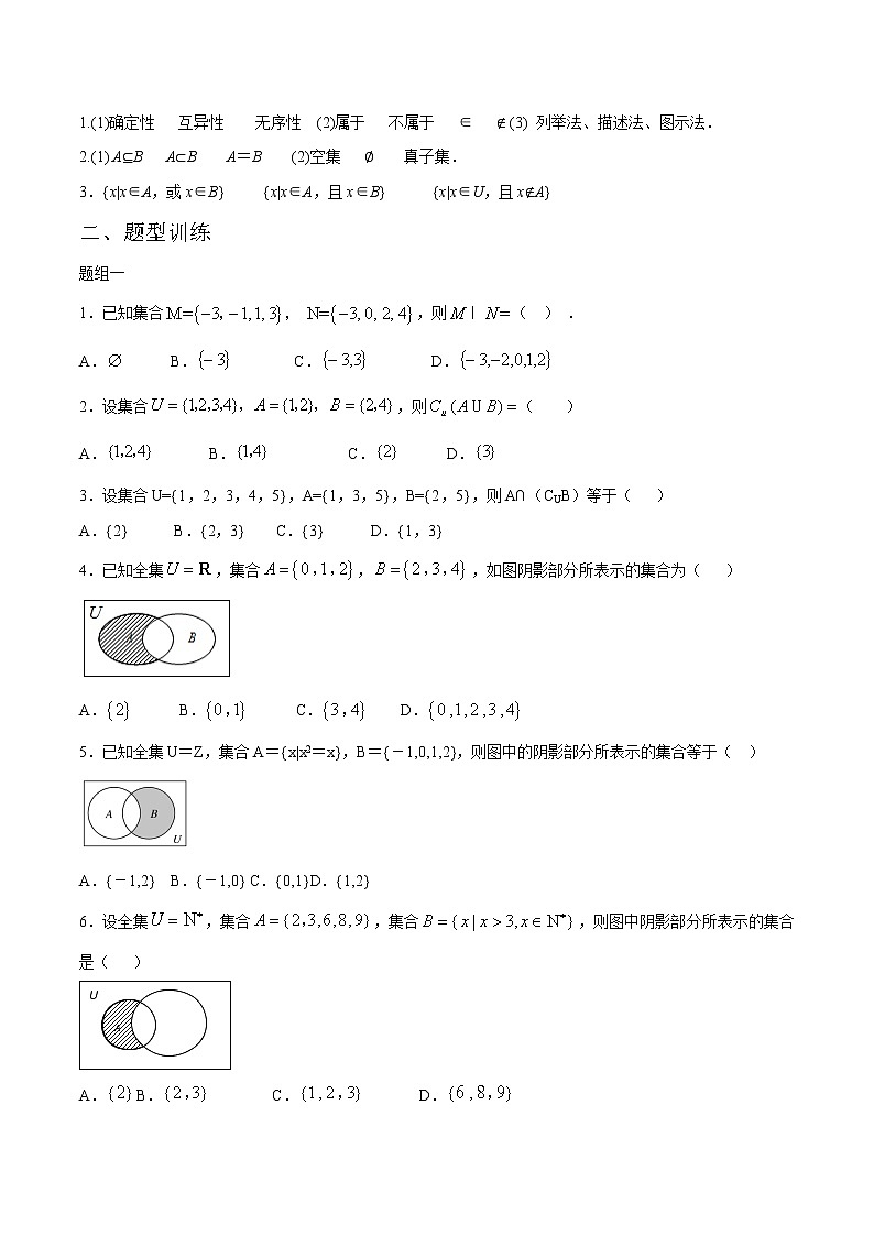 一轮复习专题01 集合的概念与运算（原卷版）教案第2页
