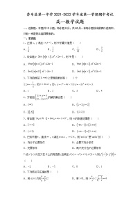 新疆喀什莎车县第一中学2021-2022学年高一上学期期中考试数学【试卷+答案】