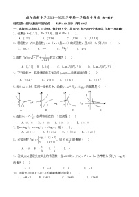 陕西省咸阳市高新一中2021—2022学年高一上学期期中考试数学【试卷+答案】