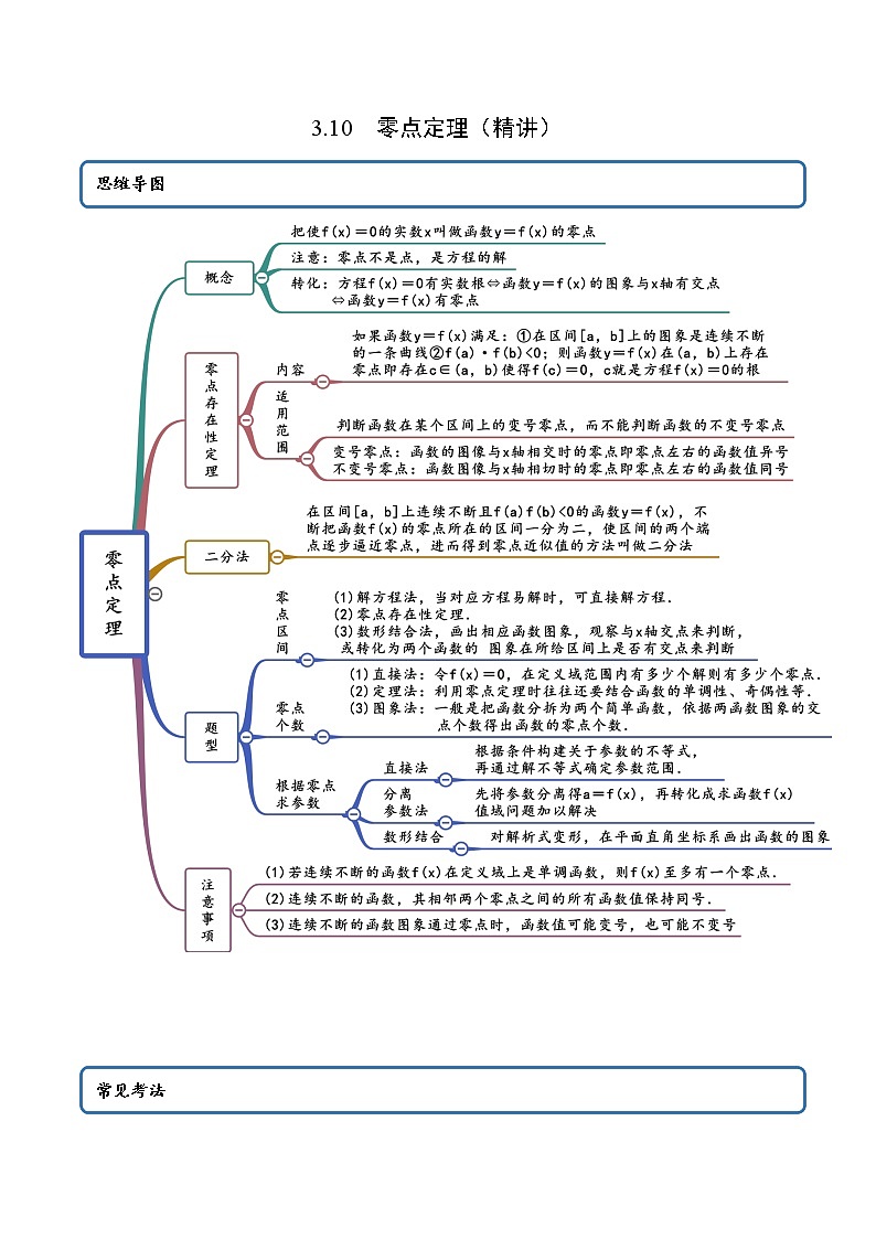 3.10  零点定理（精讲）（原卷版）第1页